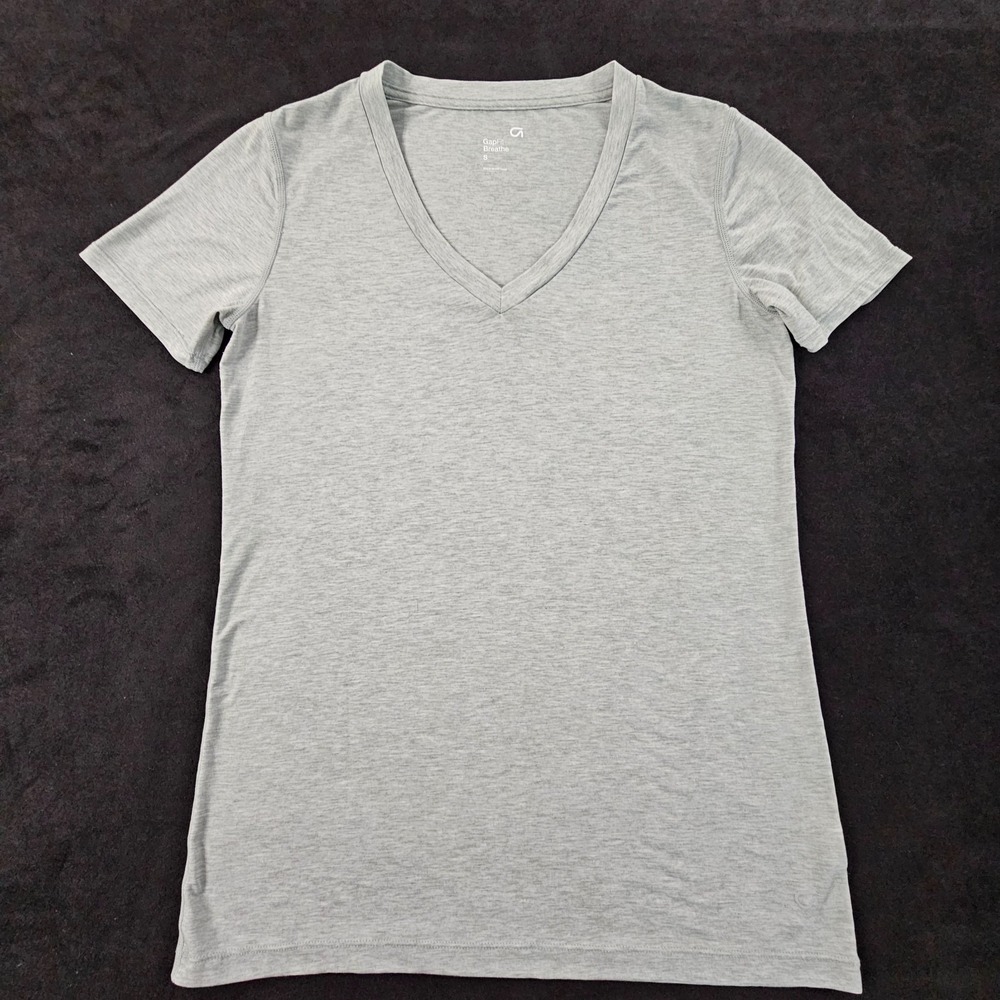Gap Fit Breathe Gray Short Sleeve V-Neck Performance T-Shirt Women's S